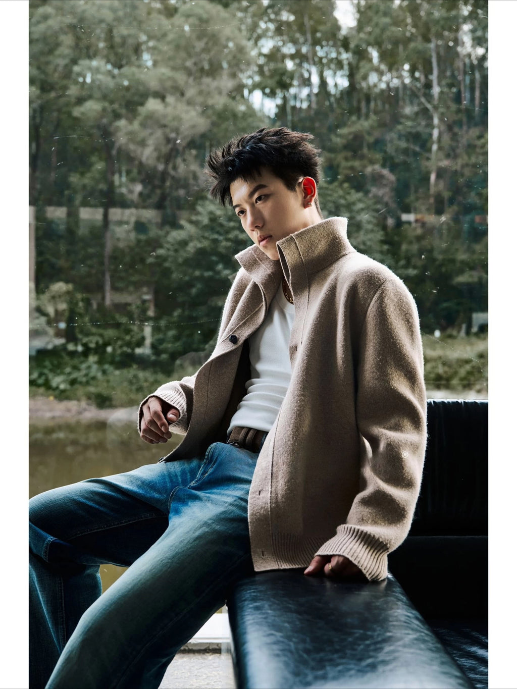 SEE ALSO Wool Handmade Cowhide Buckle Stand-up Neck Thickened Sweater Jacket