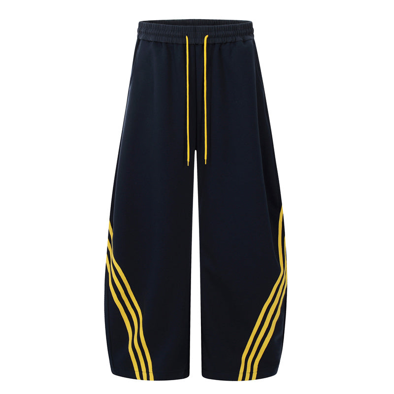 BTSG three-bar striped draped scimitar sweatpants
