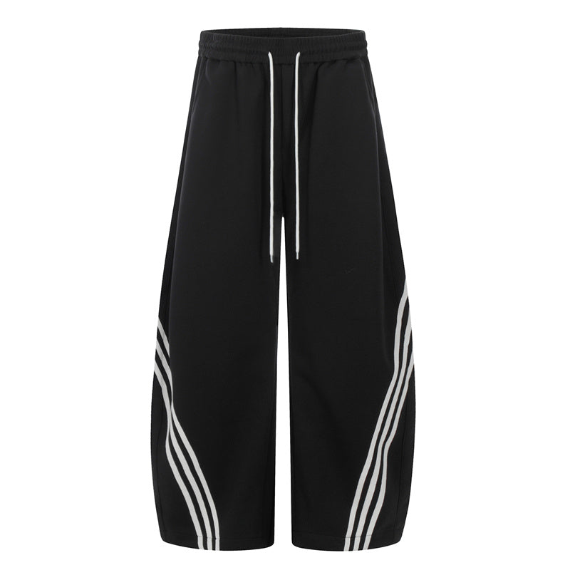 BTSG three-bar striped draped scimitar sweatpants