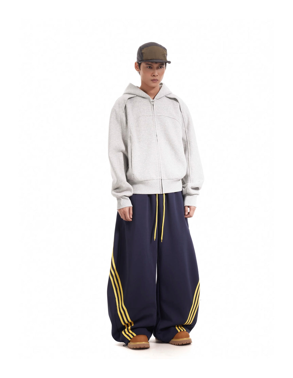 BTSG three-bar striped draped scimitar sweatpants