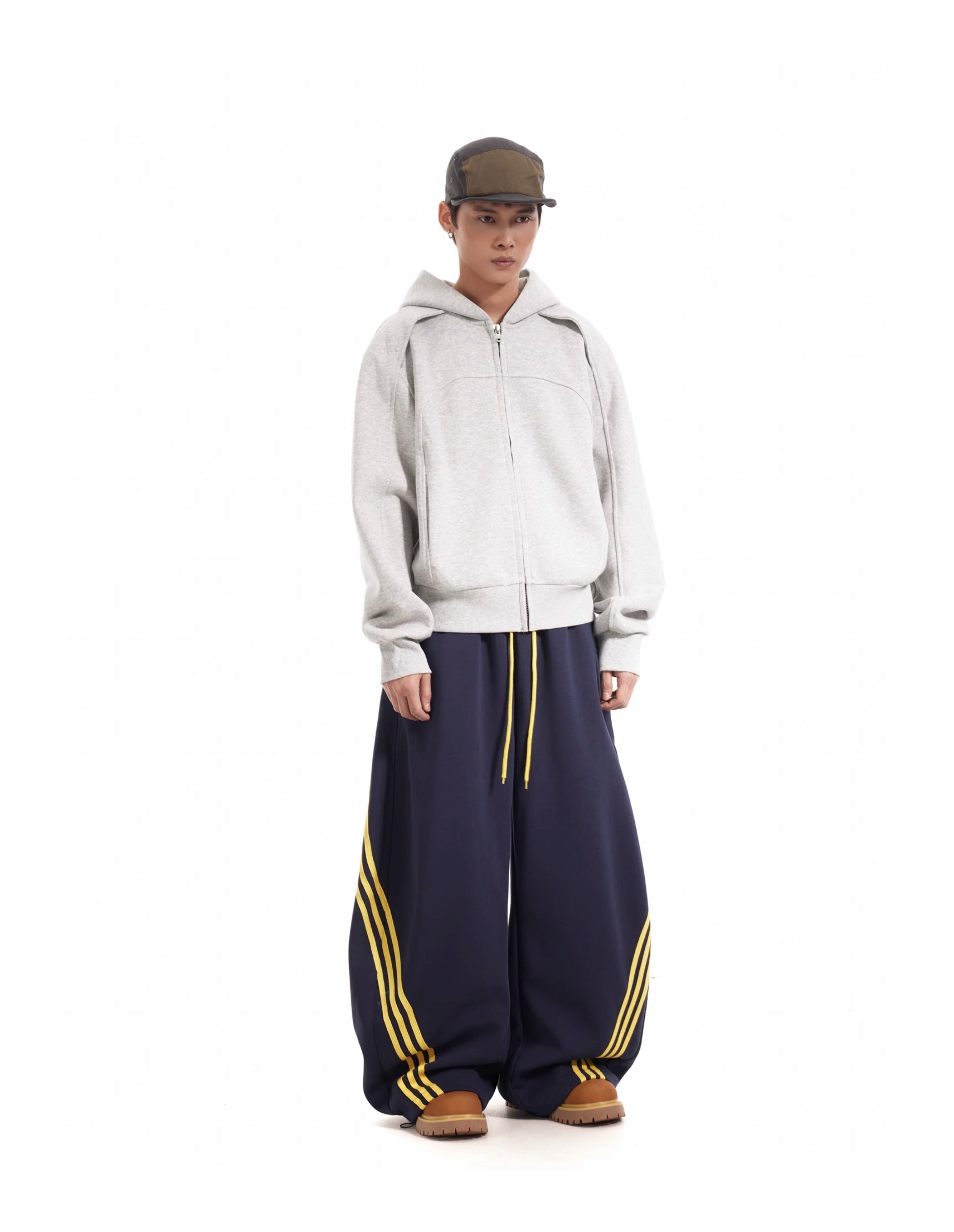 BTSG three-bar striped draped scimitar sweatpants