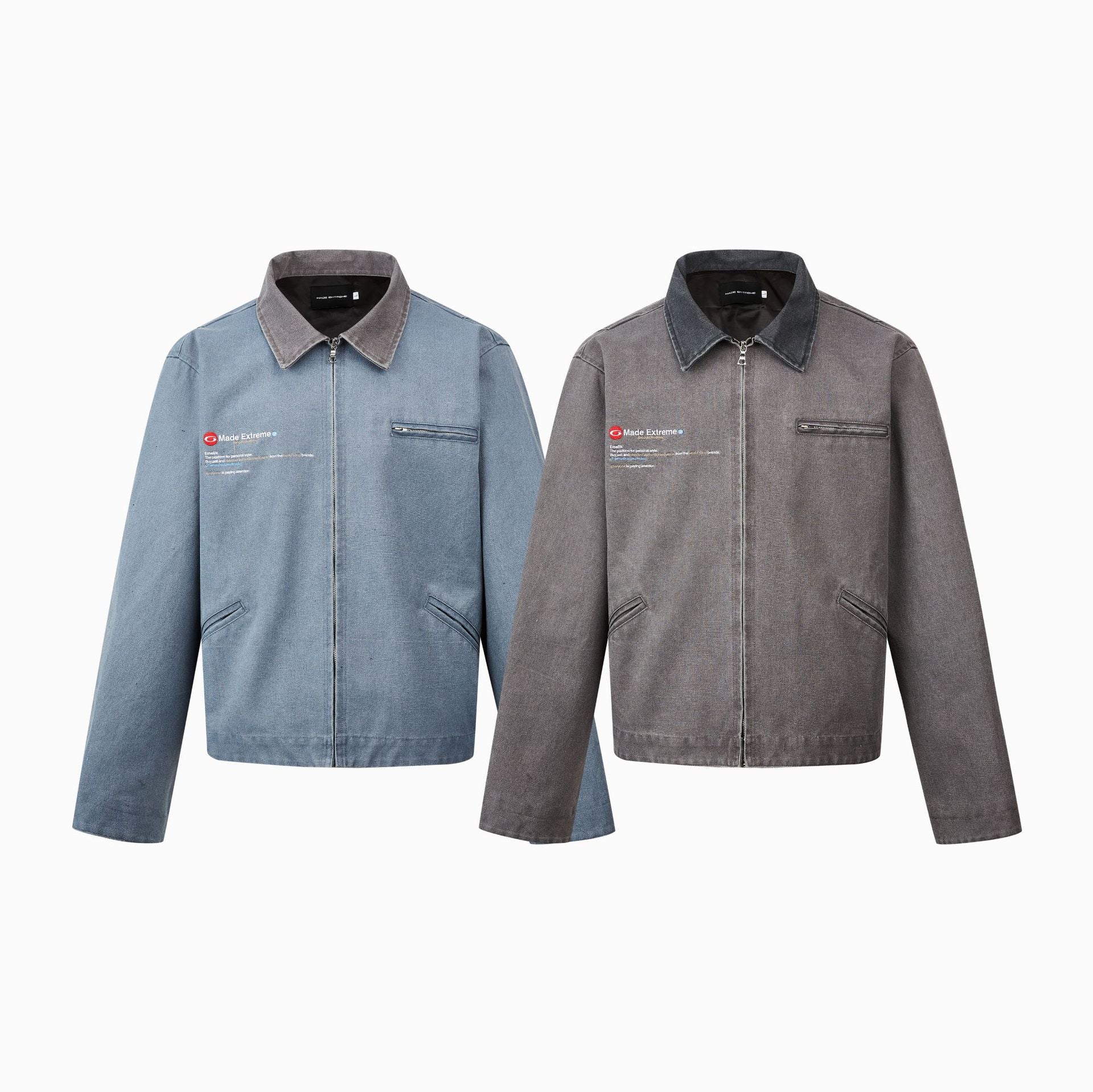 “Clearance"MADEEXTREME Embroidery Wash Distressed Workwear Detroit Jacket