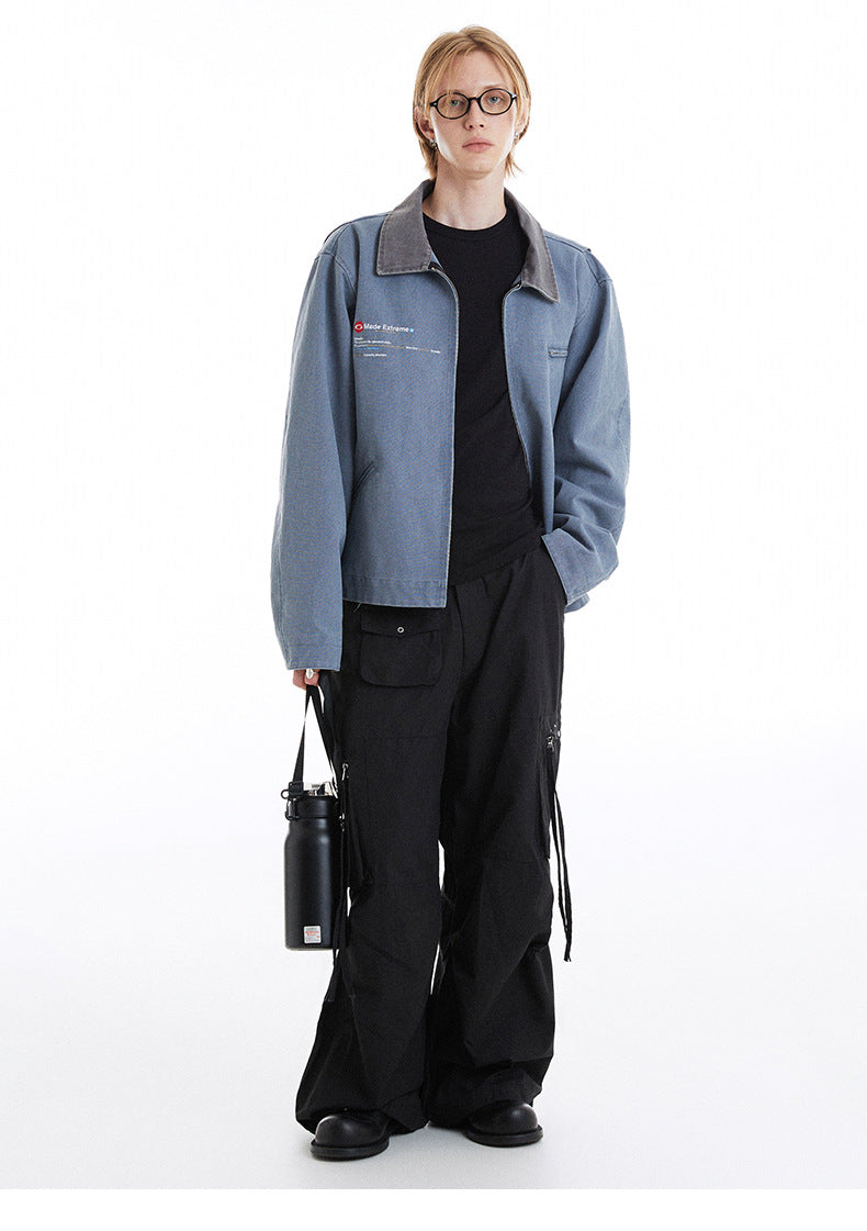 “Clearance"MADEEXTREME Embroidery Wash Distressed Workwear Detroit Jacket