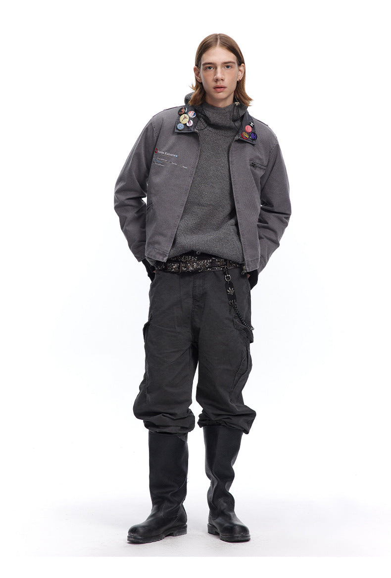 “Clearance"MADEEXTREME Embroidery Wash Distressed Workwear Detroit Jacket