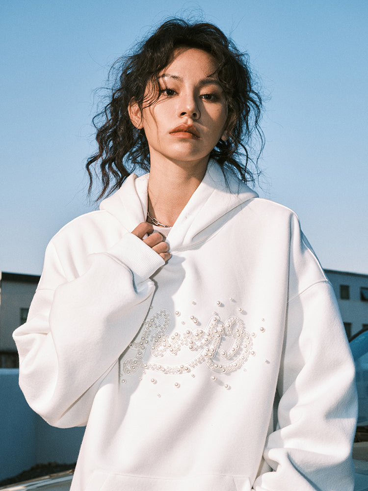 FORNINES handmade beaded heavyweight Hoodie