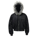 BTSG Deconstructed Cropped Fur mountain carved hooded jacket