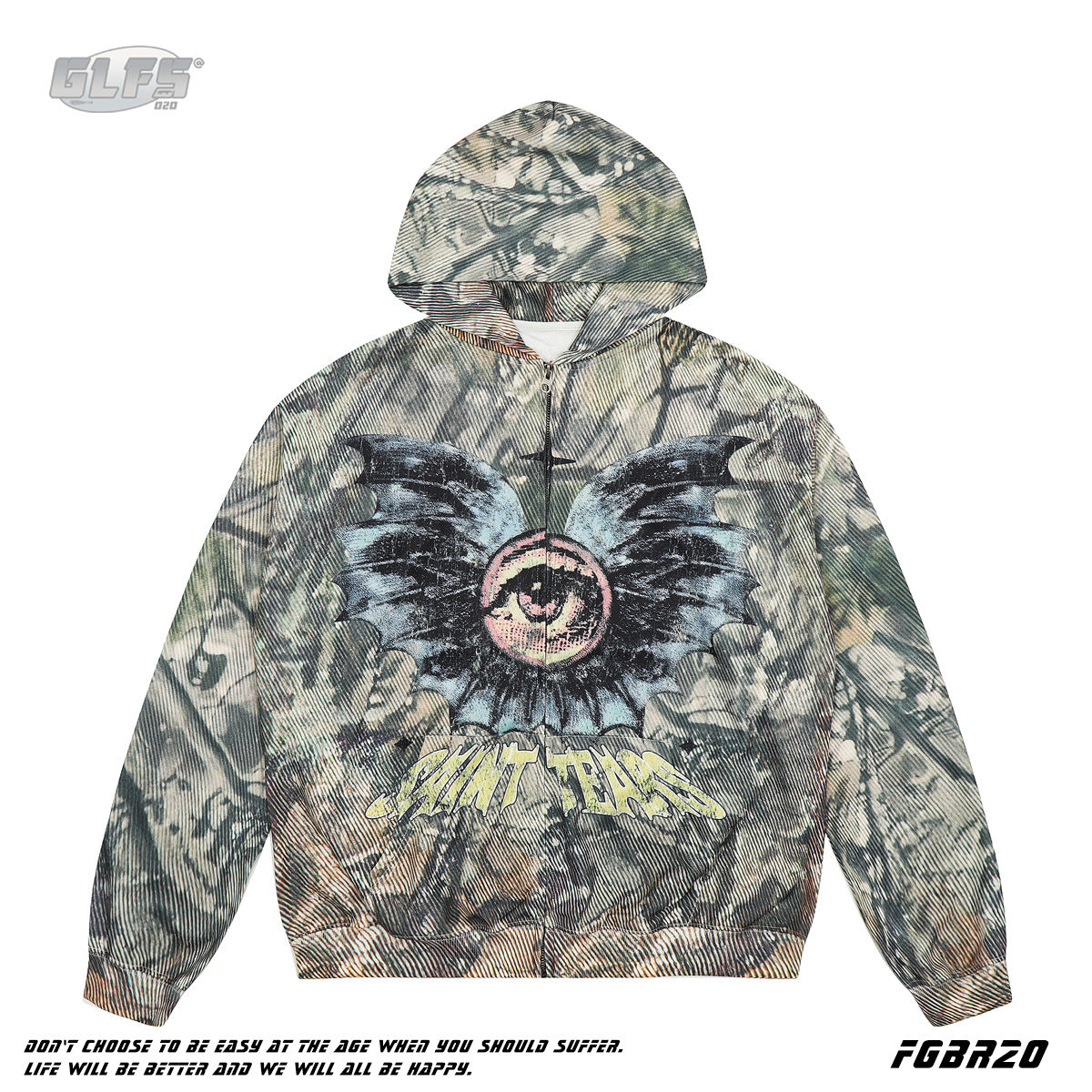 GLFS Retro Tide Eyes Digital Print Zipper Sweatshirt Jacket