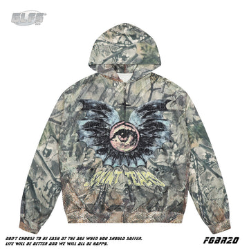 GLFS Retro Tide Eyes Digital Print Zipper Sweatshirt Jacket