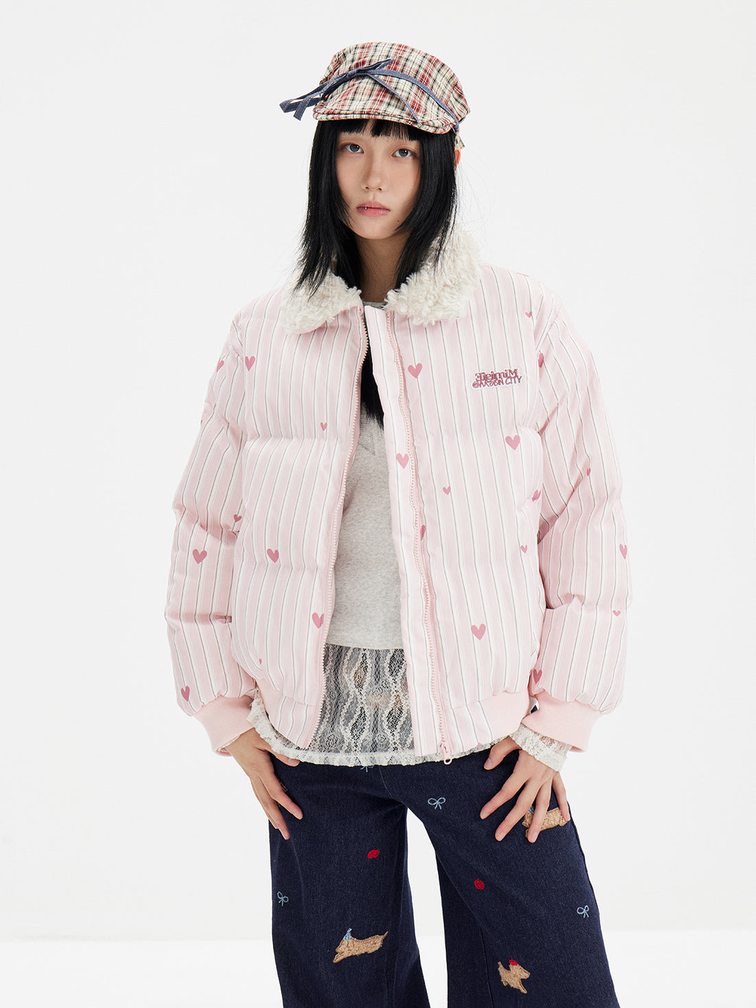 Axis Mundi  Love Striped Cotton Cropped Bread Jacket