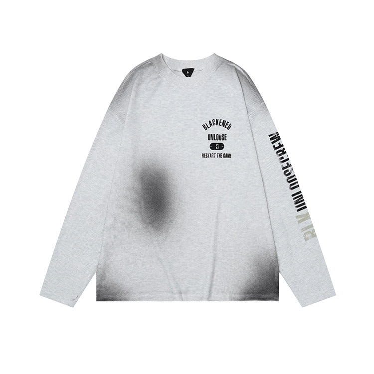OVDY Streetwear Long Sleeve 250g Waffle Fabric Spray Painted Sweatshirt