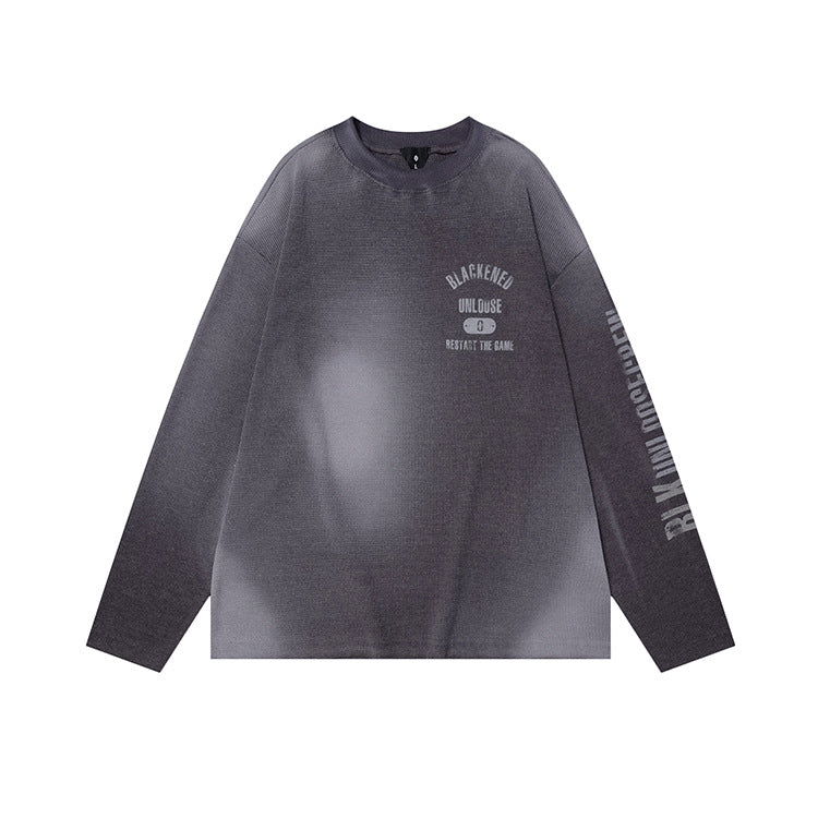 OVDY Streetwear Long Sleeve 250g Waffle Fabric Spray Painted Sweatshirt