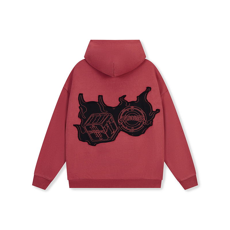 DICETINYxOLD ORDER Collaboration Flame Dice Patch Hoodie