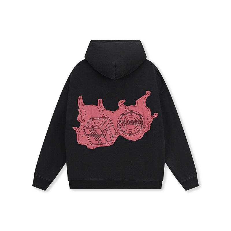 DICETINYxOLD ORDER Collaboration Flame Dice Patch Hoodie