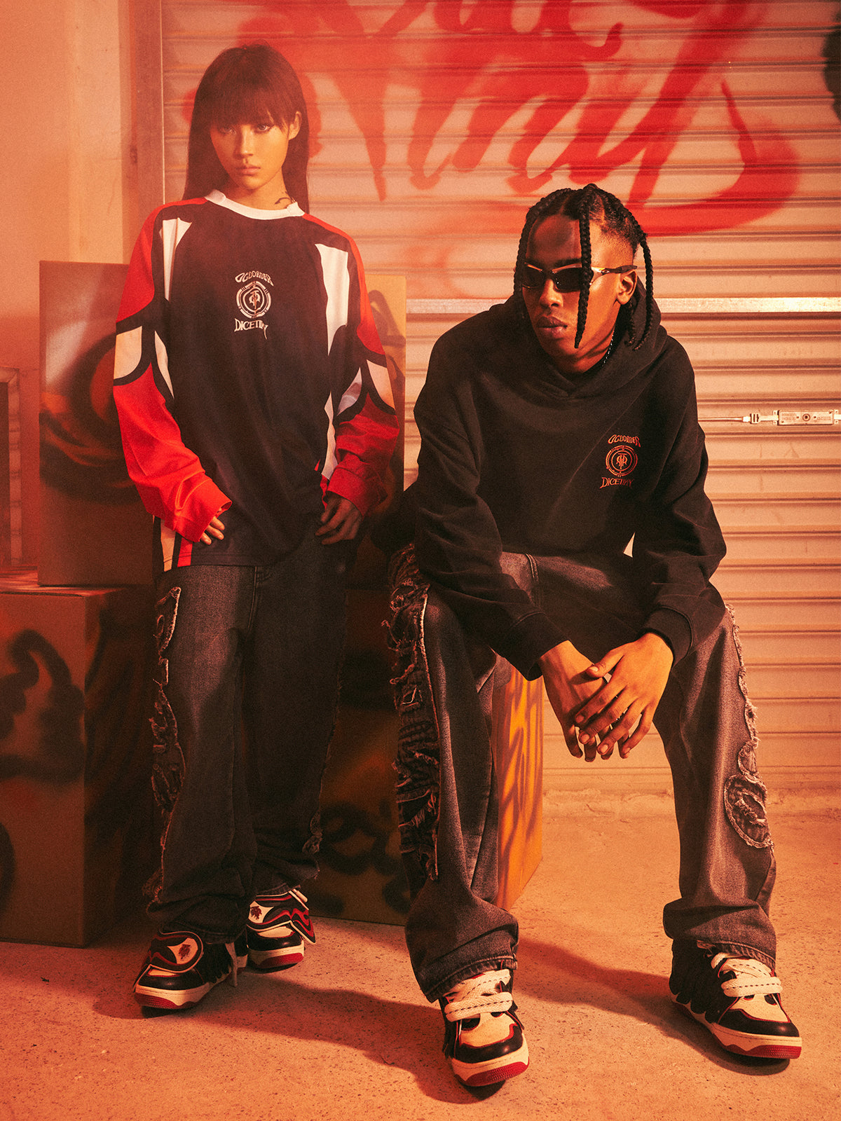 DICETINYxOLD ORDER Collaboration Flame Dice Patch Hoodie