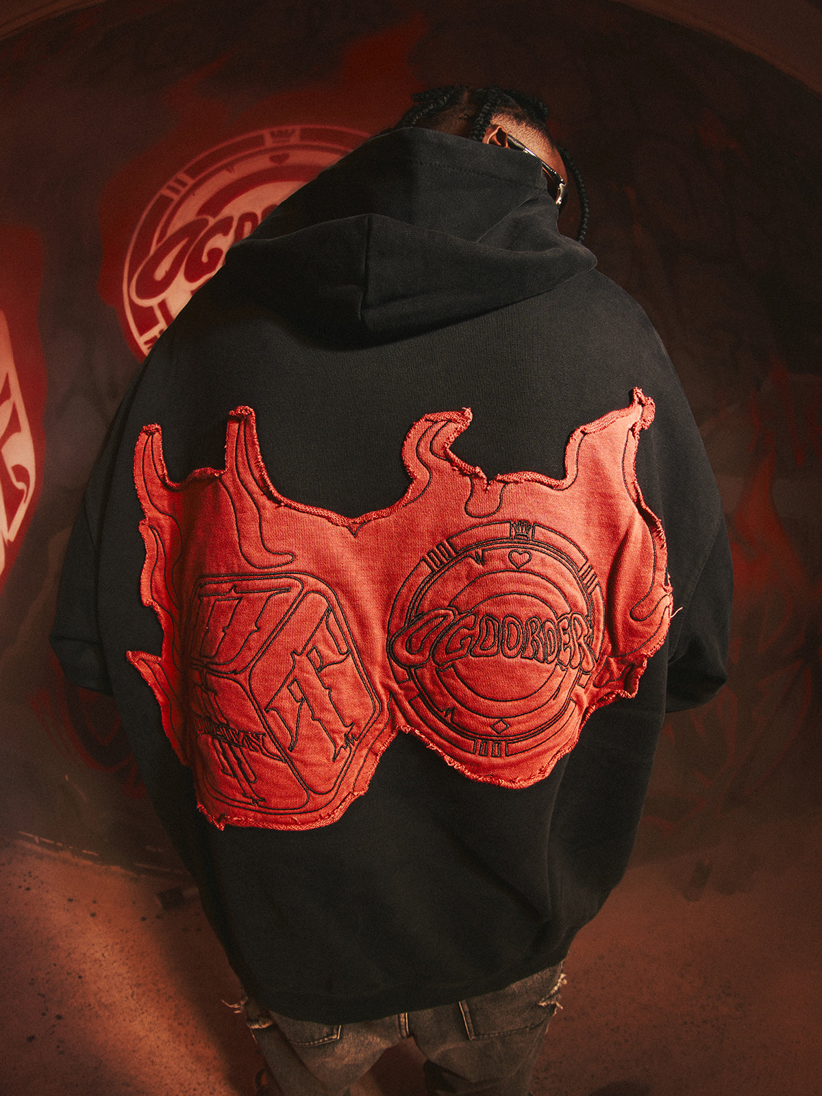 DICETINYxOLD ORDER Collaboration Flame Dice Patch Hoodie