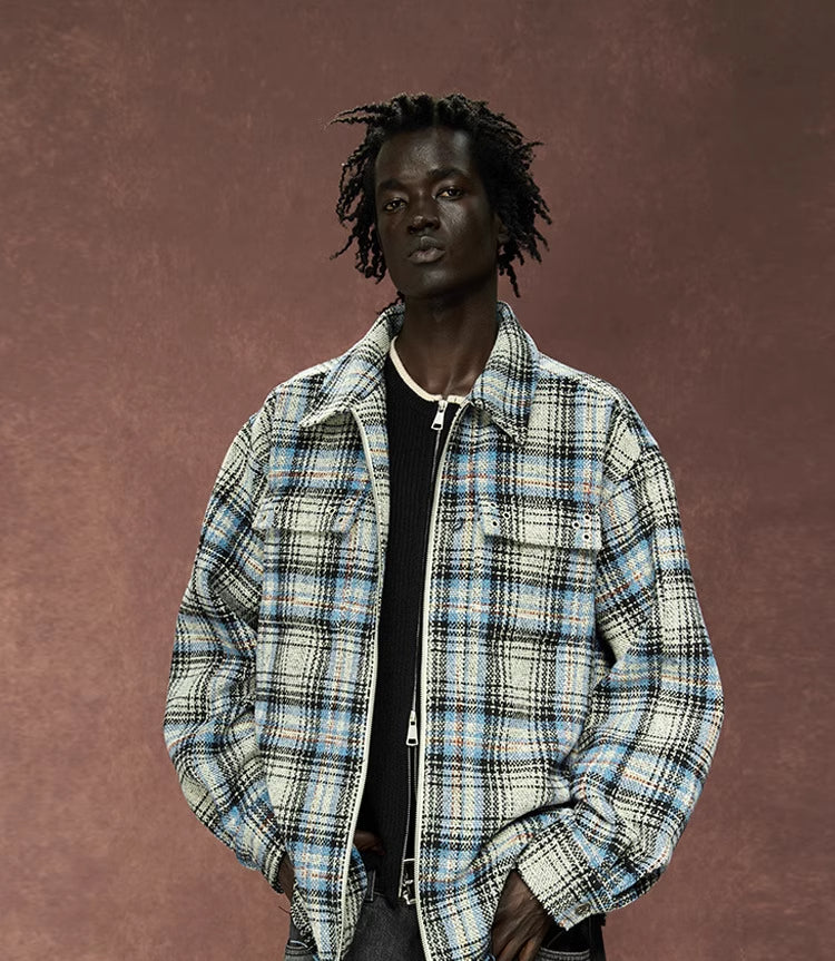 YADcrew Plaid Shirt Jacket