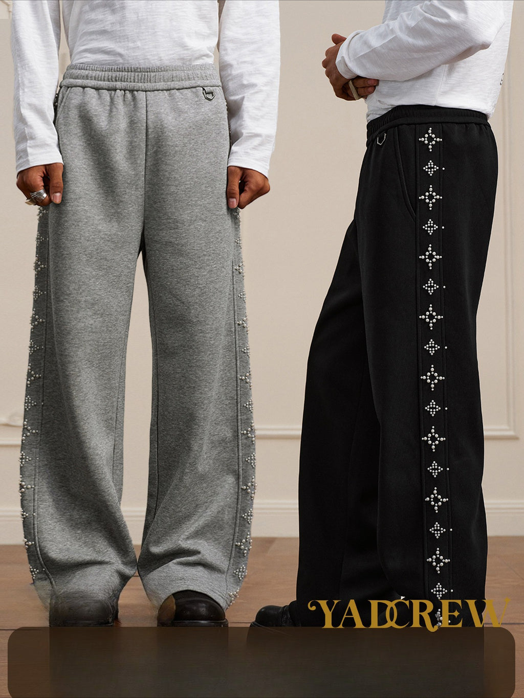 YADcrew pearl string loose wide-leg sweatpants