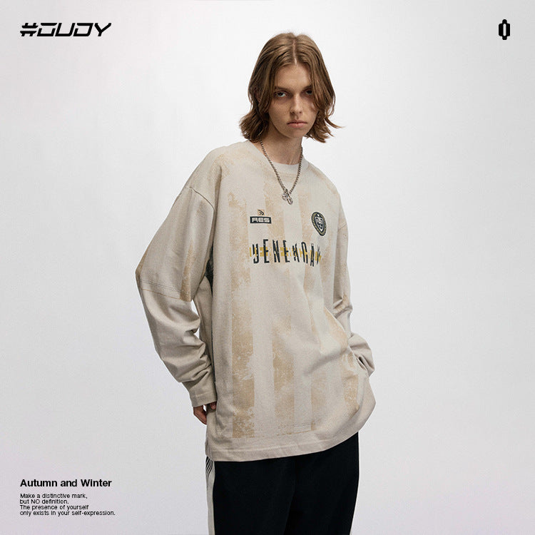 OVDY Jersey Vintage Print Long Sleeve Silk Printed sweatshirt