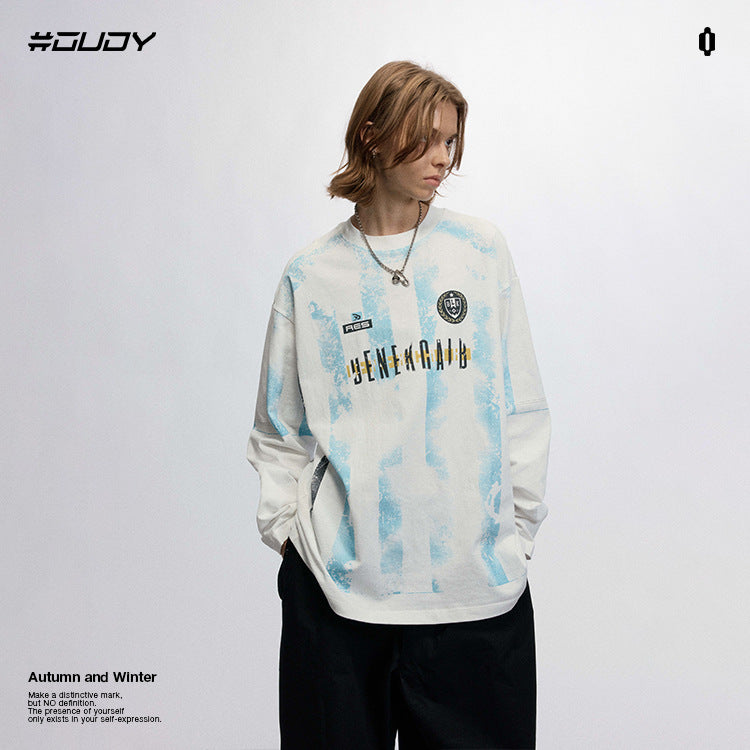 OVDY Jersey Vintage Print Long Sleeve Silk Printed sweatshirt