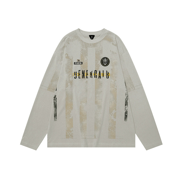 OVDY Jersey Vintage Print Long Sleeve Silk Printed sweatshirt