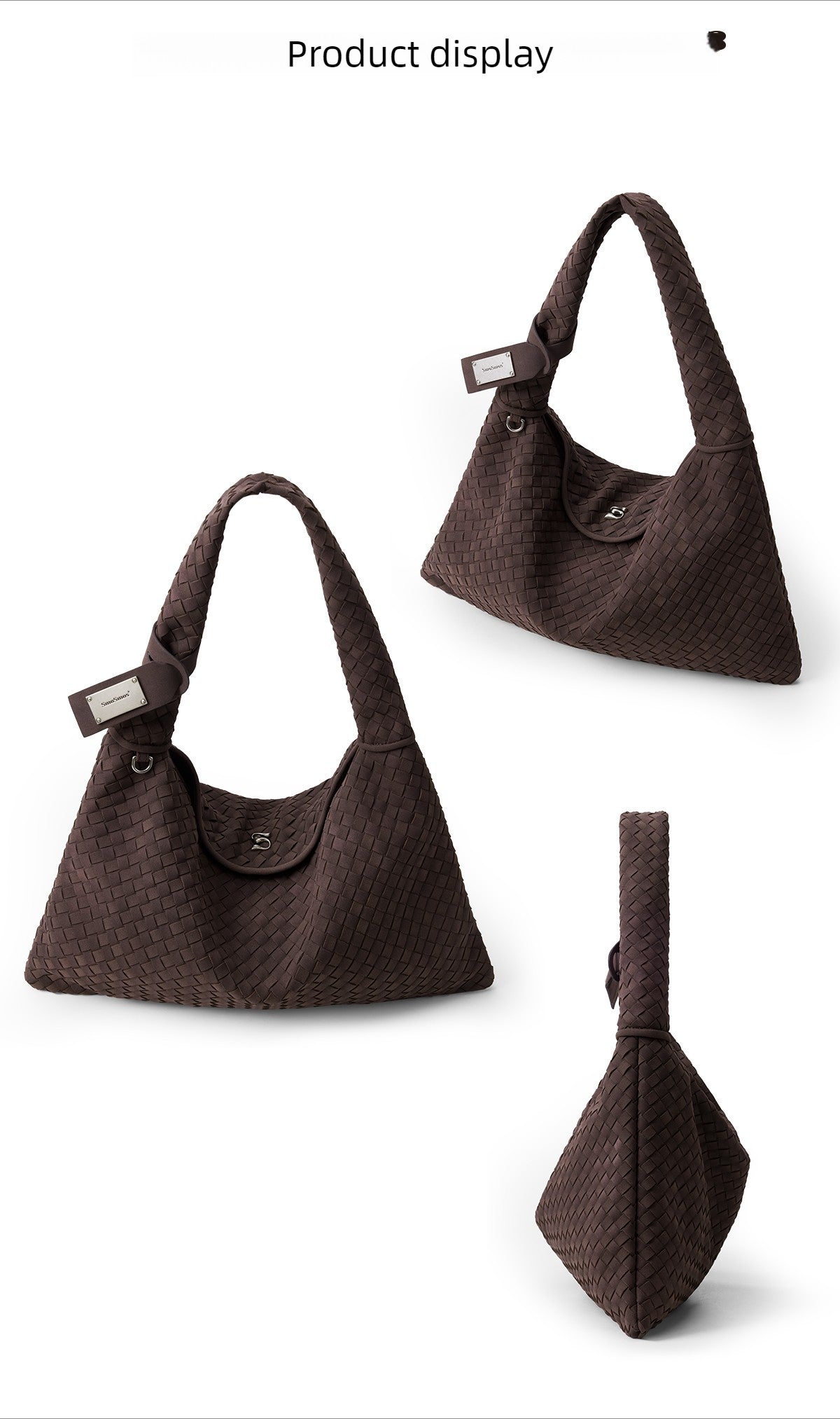 SmoSmos Frosted Leather Vintage Hobo Woven Bag Underarm Bag