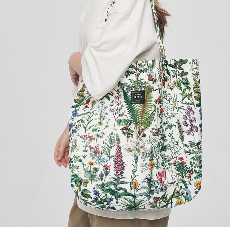 FREEIN forest flower print canvas bag