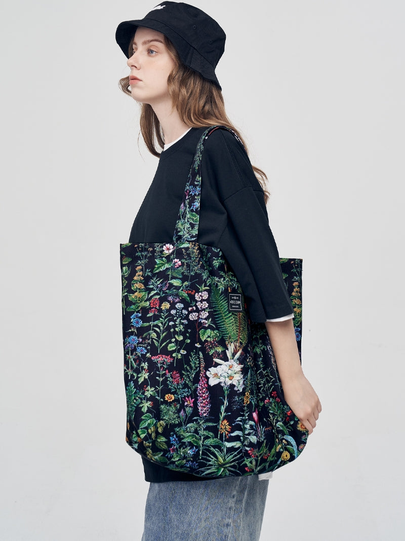 FREEIN forest flower print canvas bag