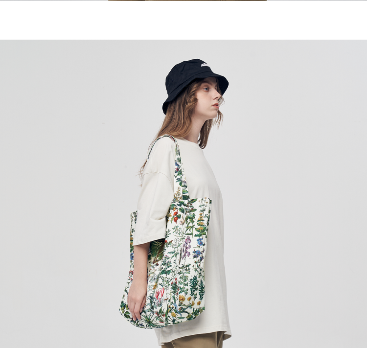 FREEIN forest flower print canvas bag