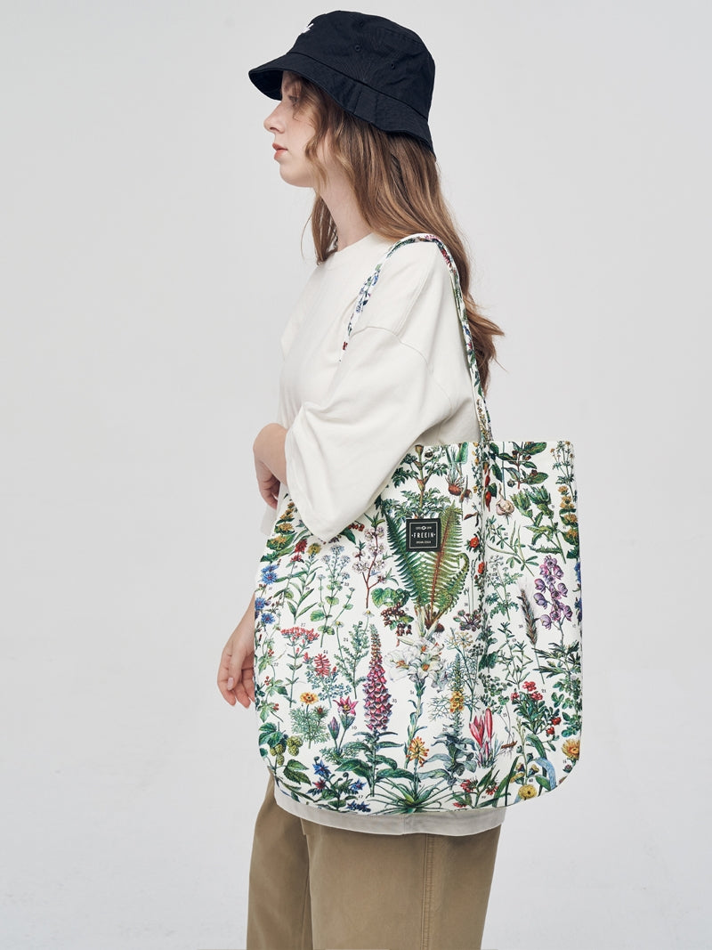 FREEIN forest flower print canvas bag