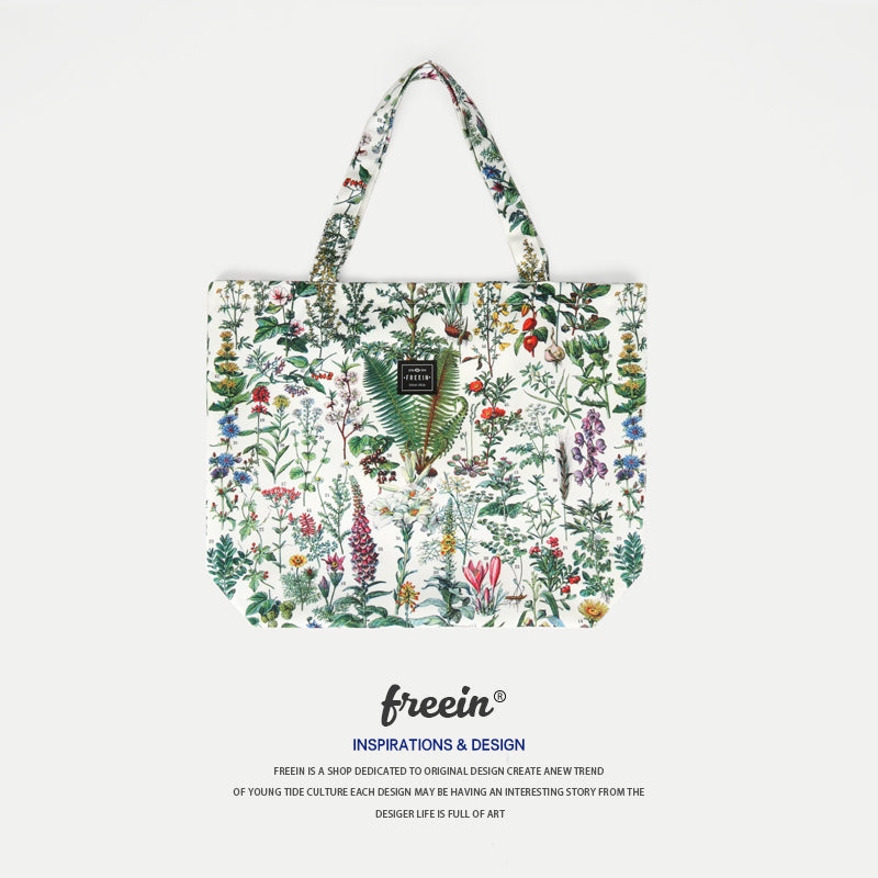 FREEIN forest flower print canvas bag