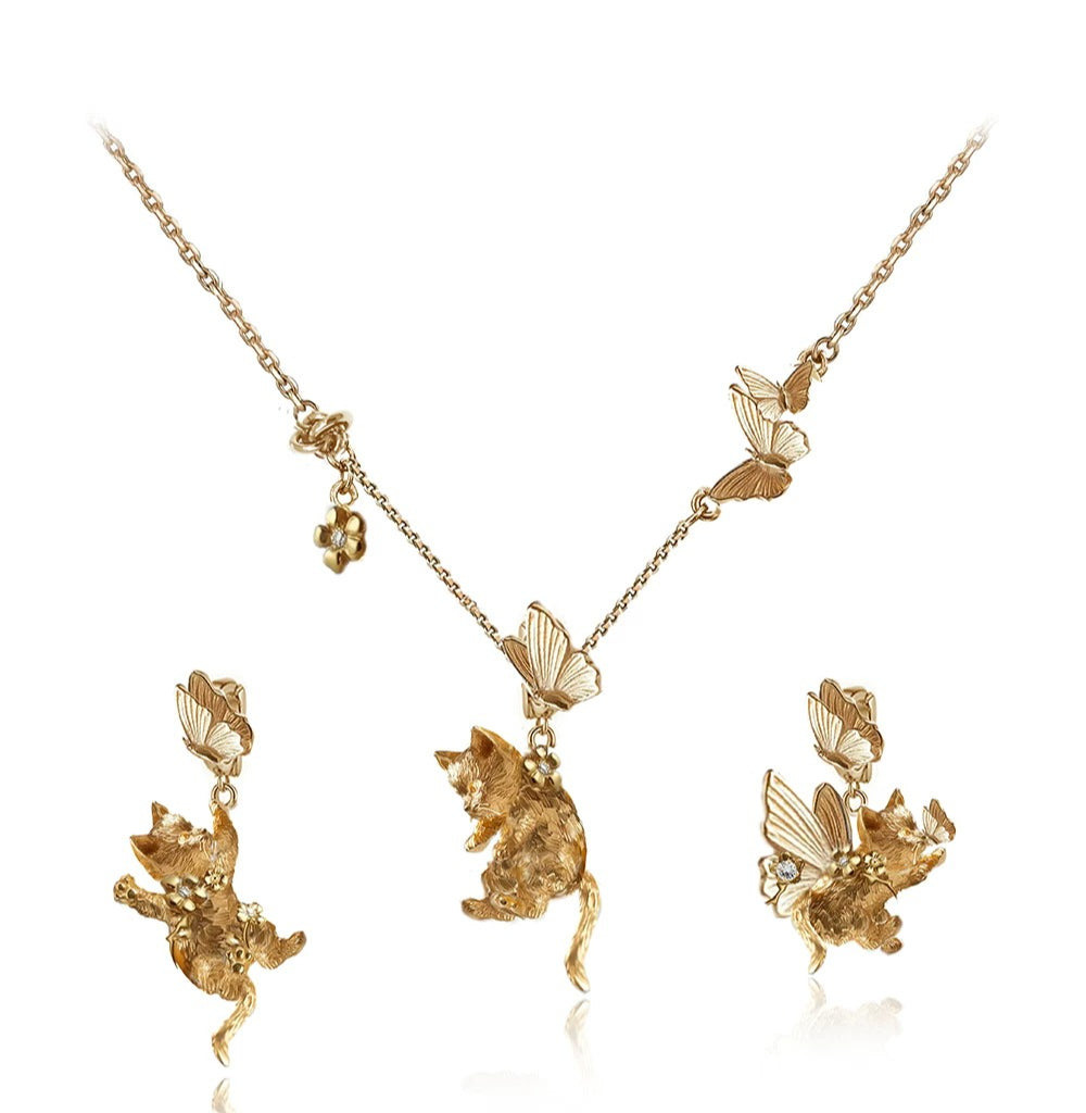 MASW Cute Butterfly Cat Creative DIY Pendant Collarbone Chain