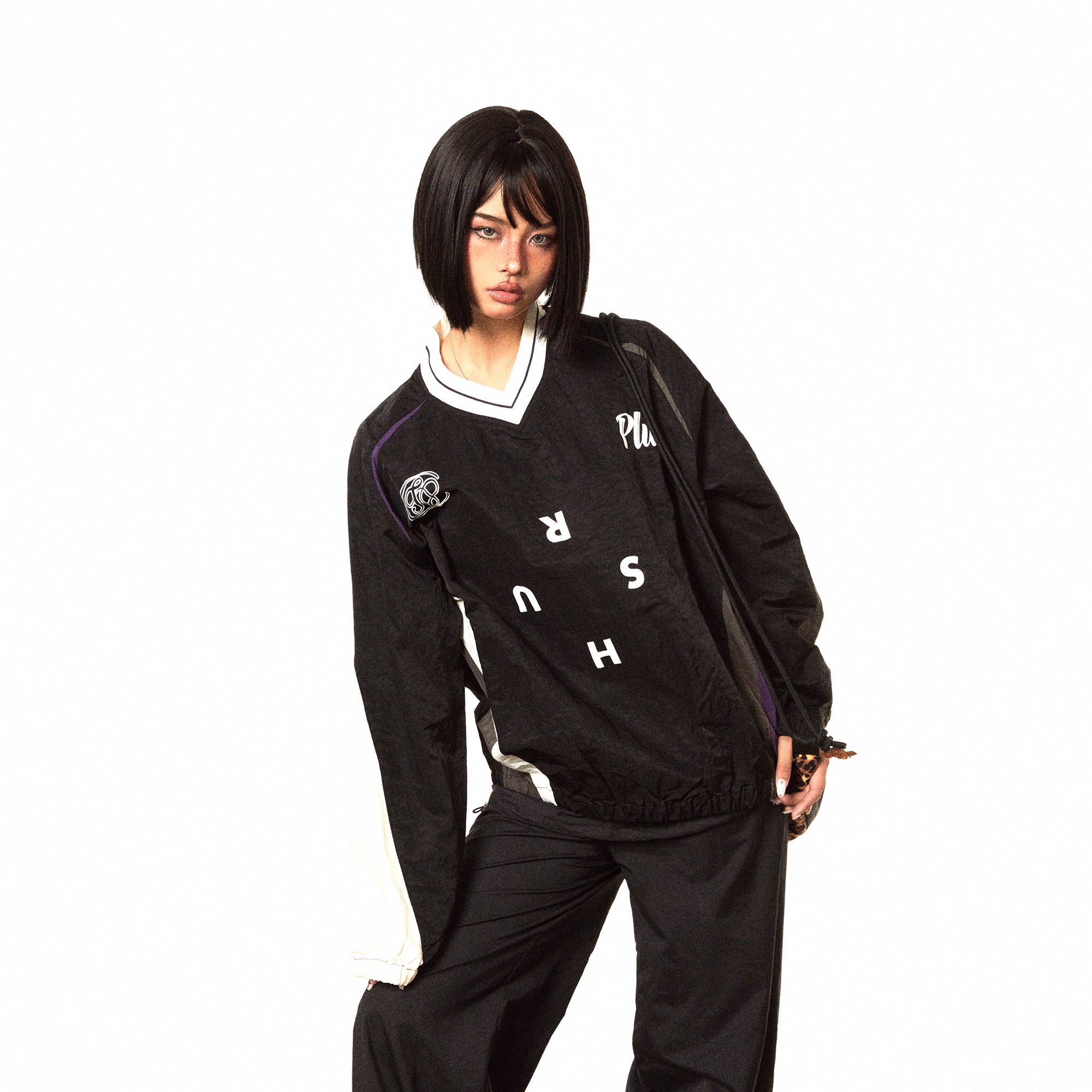 BLACKBB Nylon Vintage Jersey Sports Sweatshirt