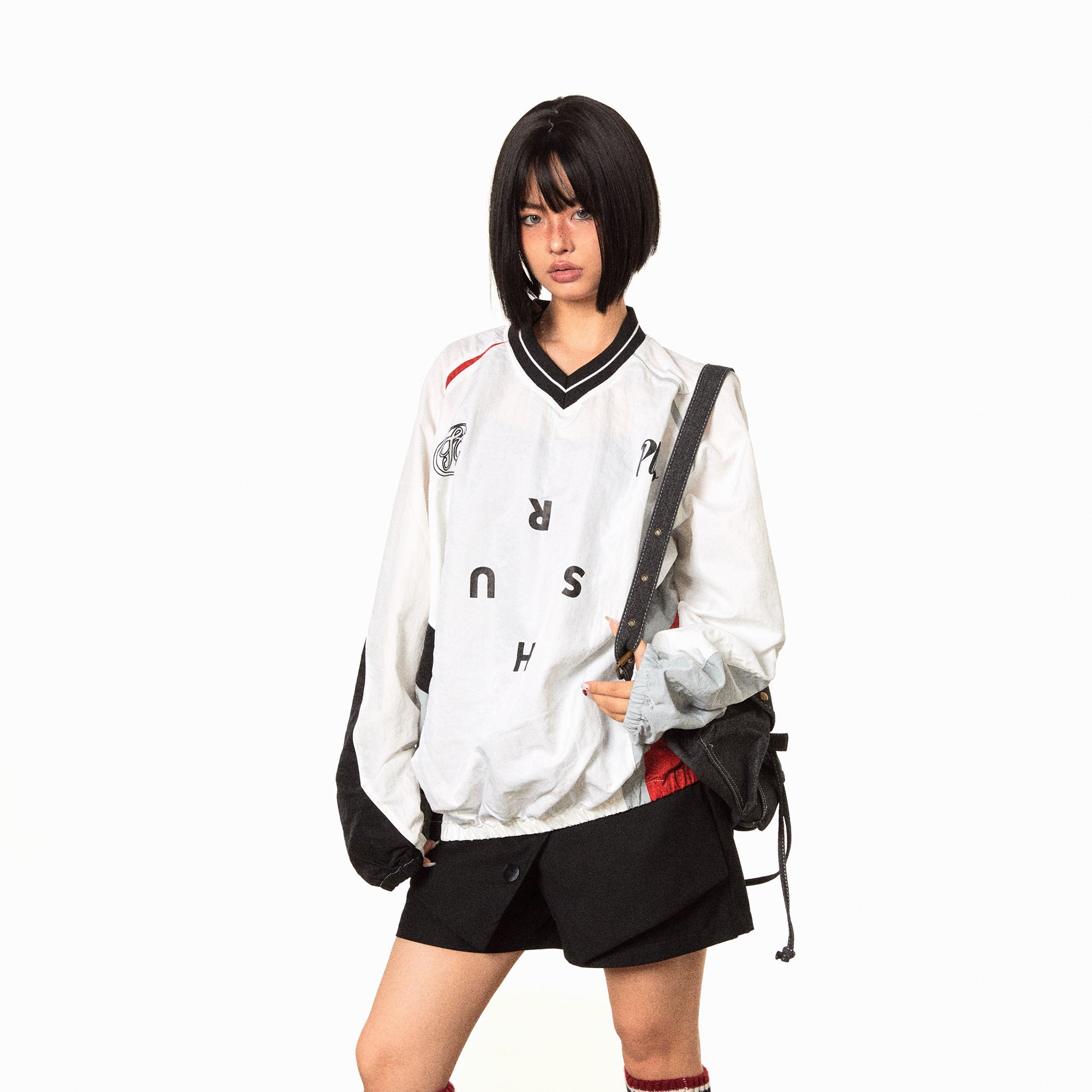 BLACKBB Nylon Vintage Jersey Sports Sweatshirt