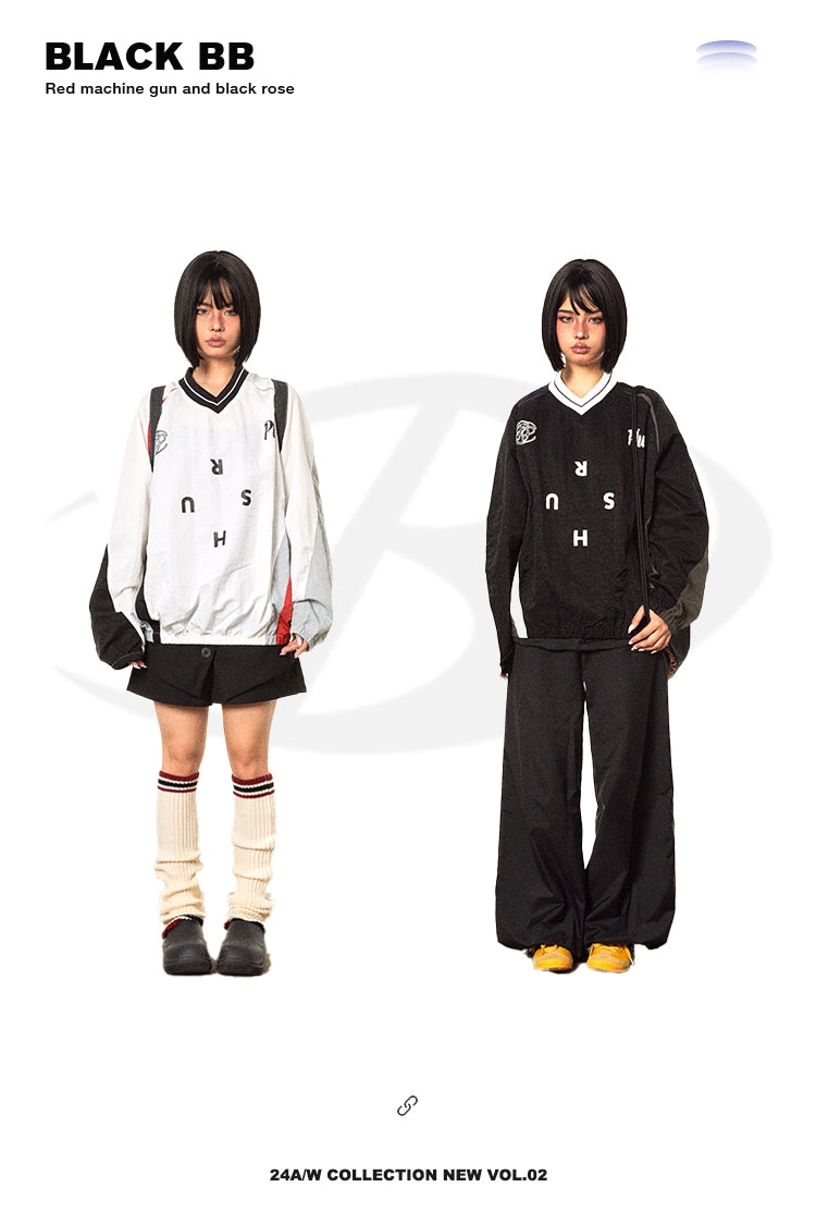 BLACKBB Nylon Vintage Jersey Sports Sweatshirt