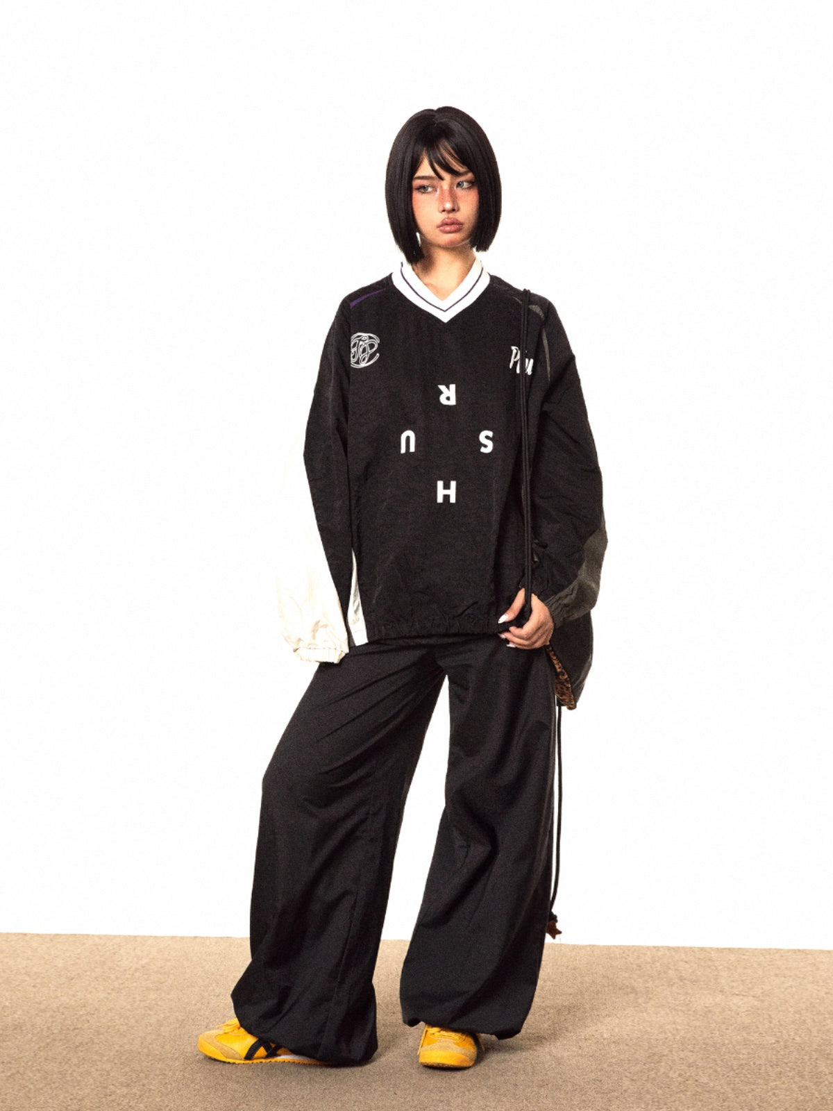 BLACKBB Nylon Vintage Jersey Sports Sweatshirt