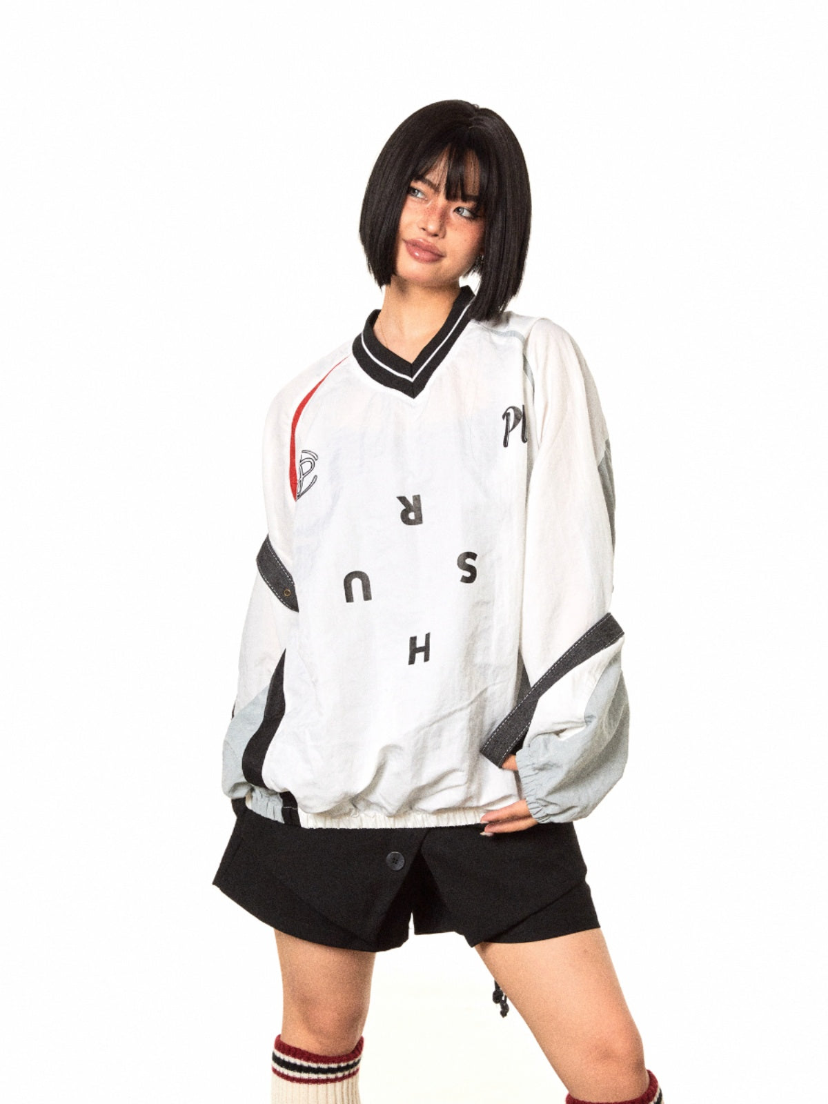 BLACKBB Nylon Vintage Jersey Sports Sweatshirt