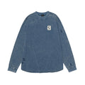 #OVDY Vintage Wash Distressed Ripped Embroidery Long Sleeve Sweatshirt