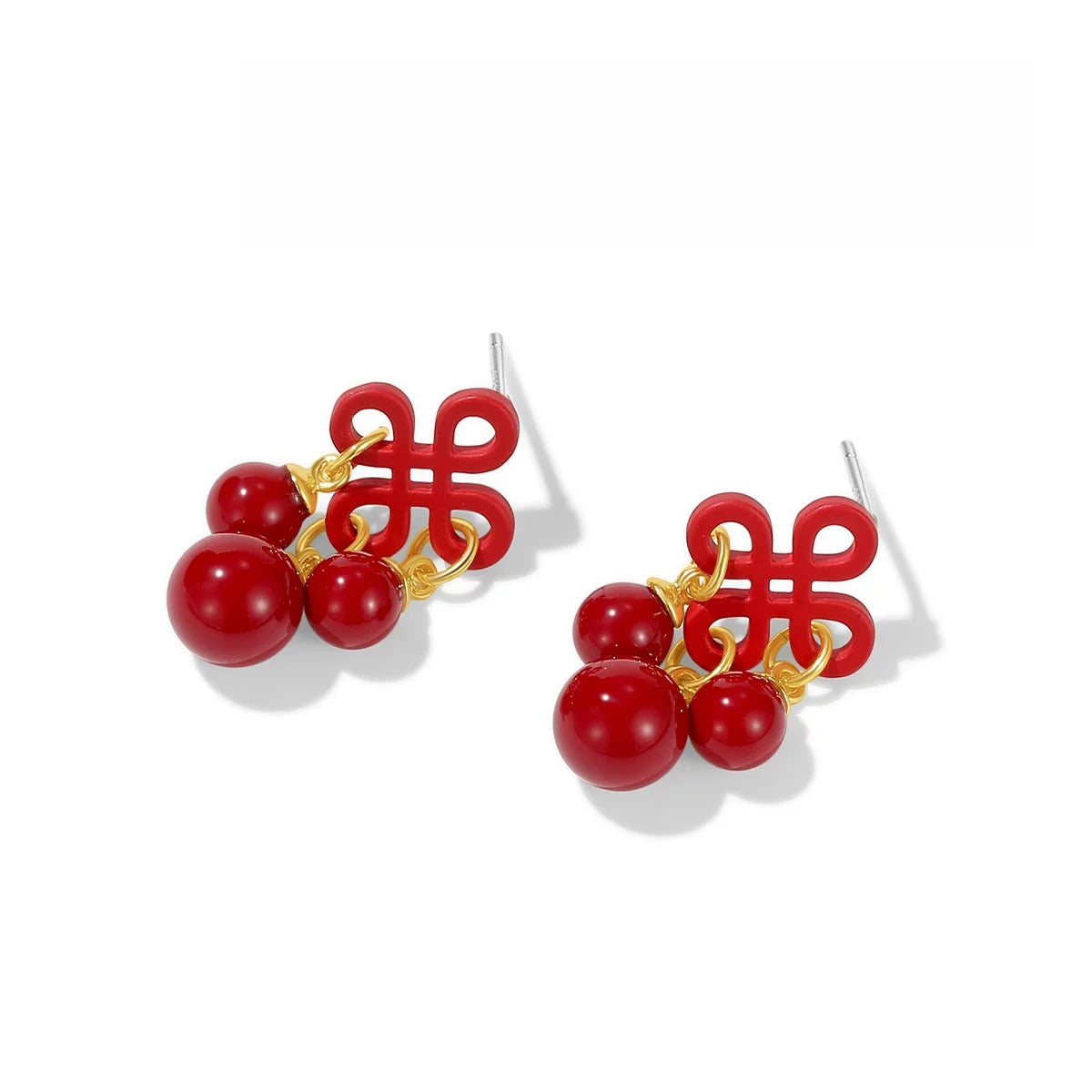 DODOGOGO Festive Red Chinese Style Fringed Earrings