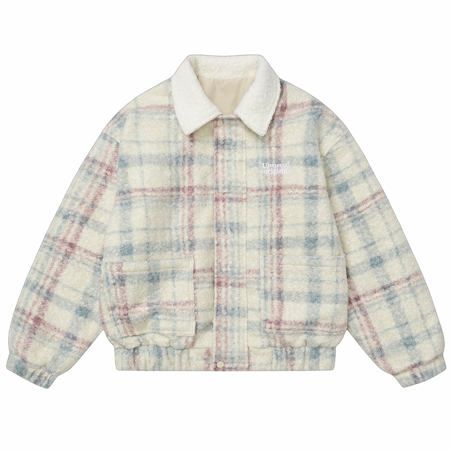 Unisex reversible woolen cotton lambswool loose padded jacket