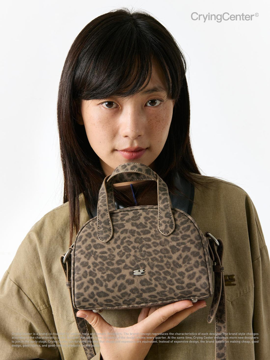 The CryingCenter leopard print small leather Boston bag