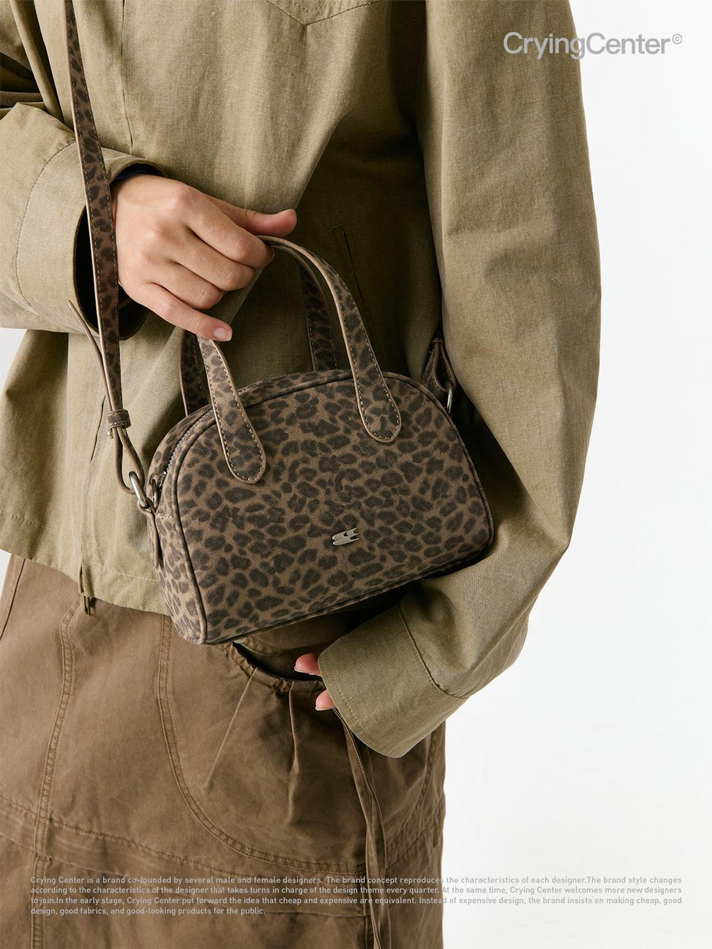 The CryingCenter leopard print small leather Boston bag