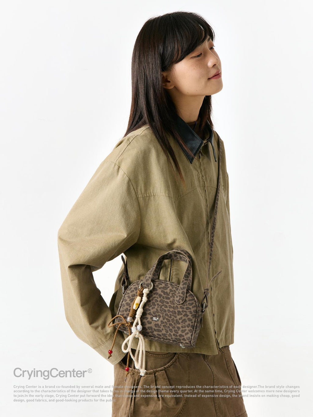 The CryingCenter leopard print small leather Boston bag