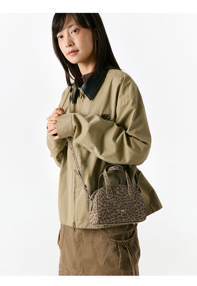The CryingCenter leopard print small leather Boston bag