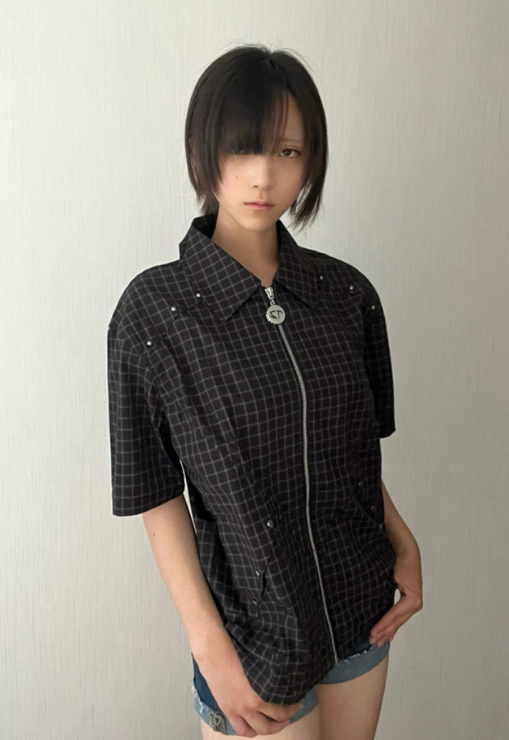 TZ Killer Plaid Rivet Stitching Shirt