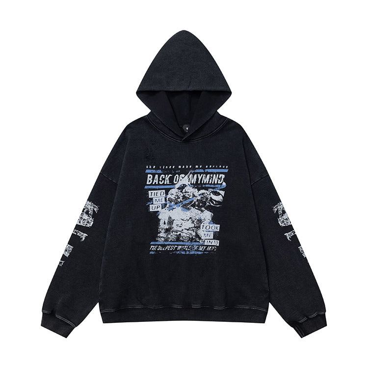 #OVDY 430g Vintage Distressed Wash Side Pocket Dropped Shoulder Hoodie