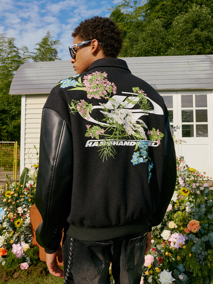 harshandcruel full back floral embroidered HACR baseball Jacket