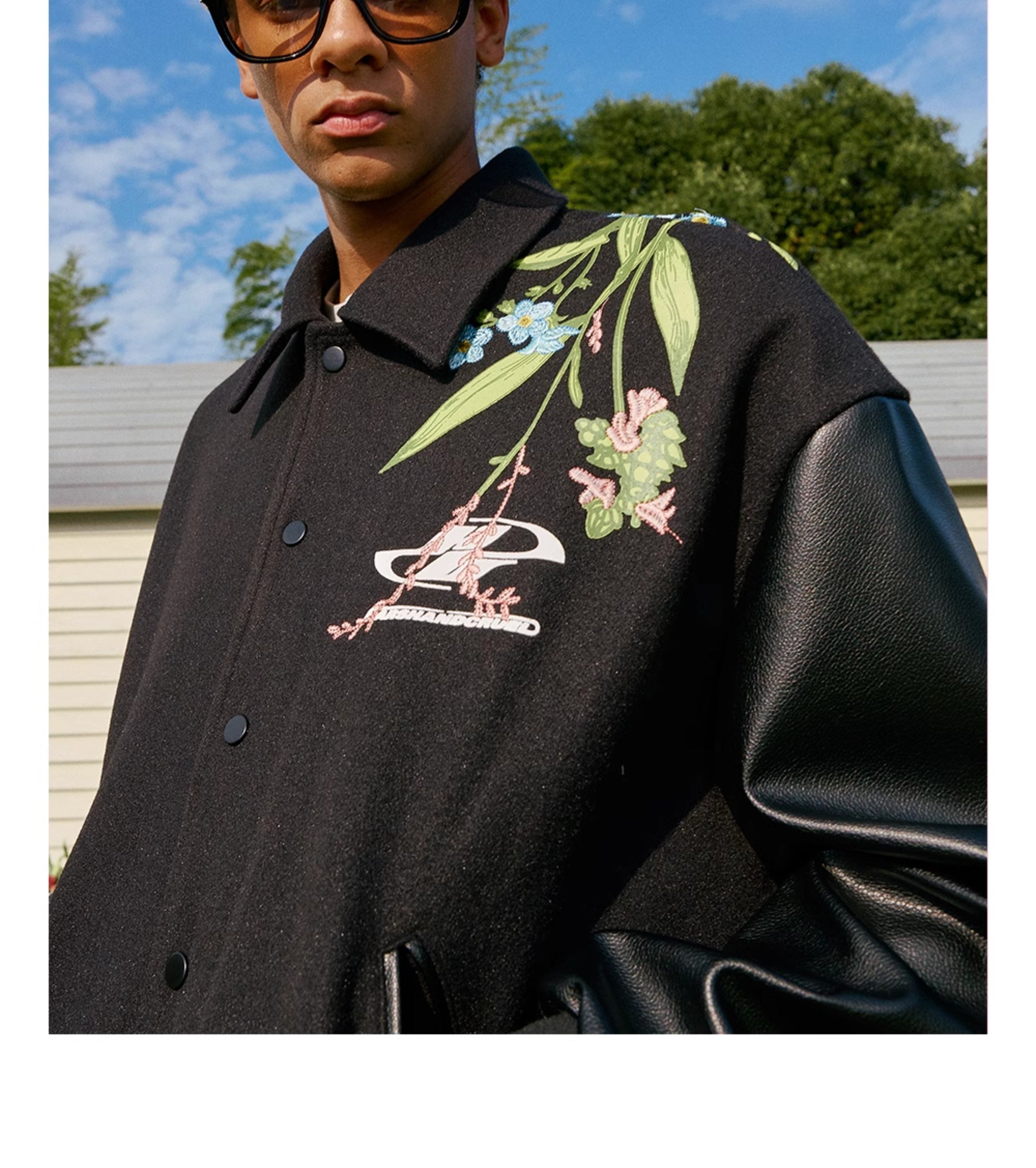 harshandcruel full back floral embroidered HACR baseball Jacket