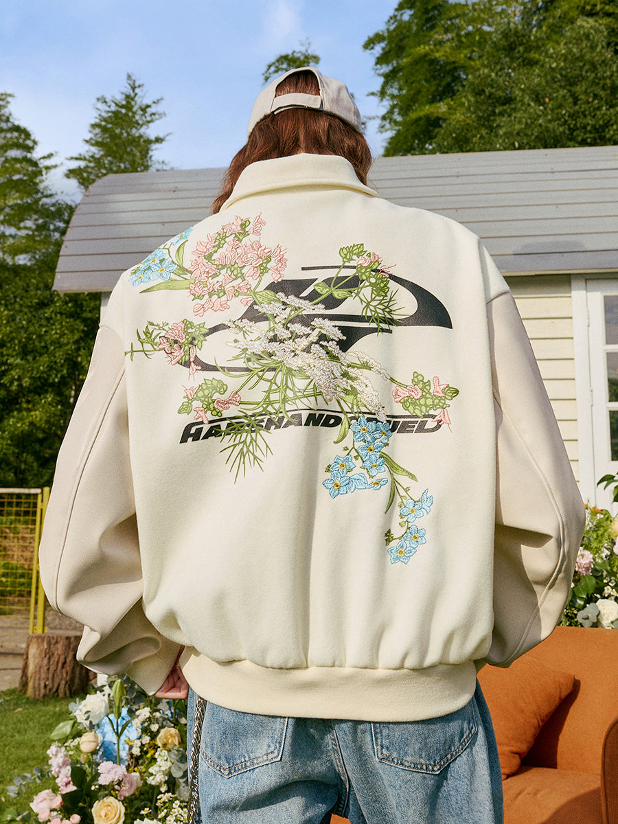 harshandcruel full back floral embroidered HACR baseball Jacket