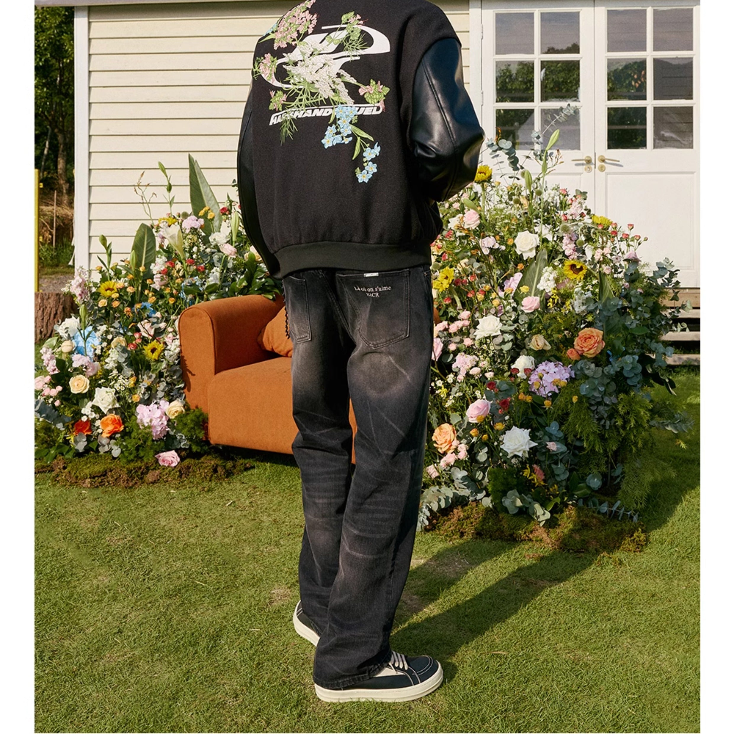 harshandcruel full back floral embroidered HACR baseball Jacket