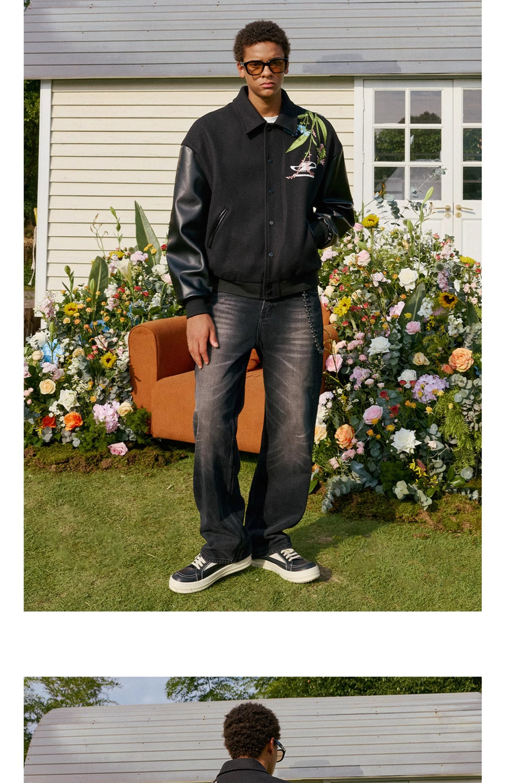 harshandcruel full back floral embroidered HACR baseball Jacket